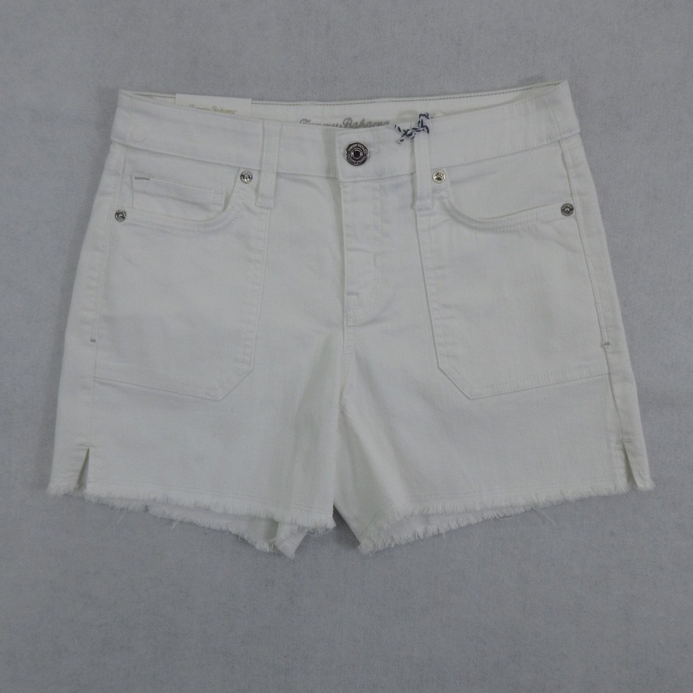 Tommy Bahama Shorts Womens 2 White Ella Twill Utility Raw Hem Denim SW820643 New